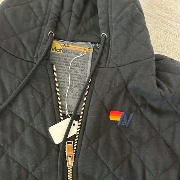 NWT XS AN Quilted Relaxed Pullover Hoodie - Picture 3 of 4